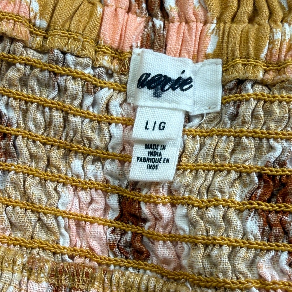 Aerie High Low Halter Linen Blend Maxi Sun Dress NWOT L Yellow Floral Braided - Picture 5 of 9